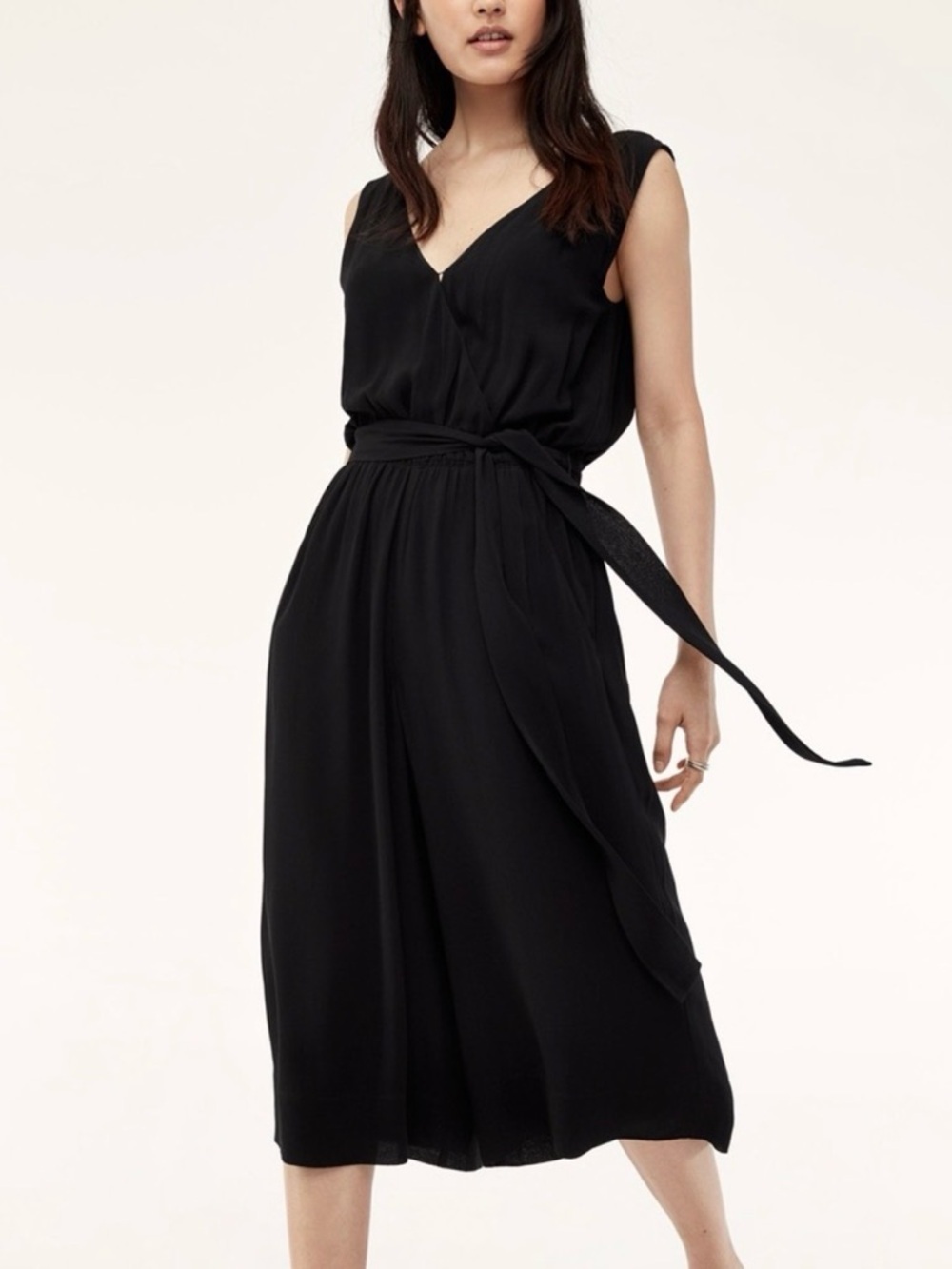 ARITZIA BABATON Maximillian Black Belted Sleeveless Jumpsuit (XXS)